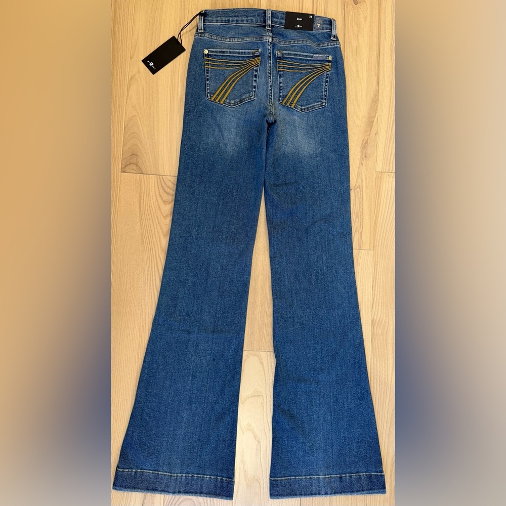 Long! 7 For All Mankind Dojo Original Jeans Women Flare Leg Trousers NWT Size 25 - Picture 9 of 13